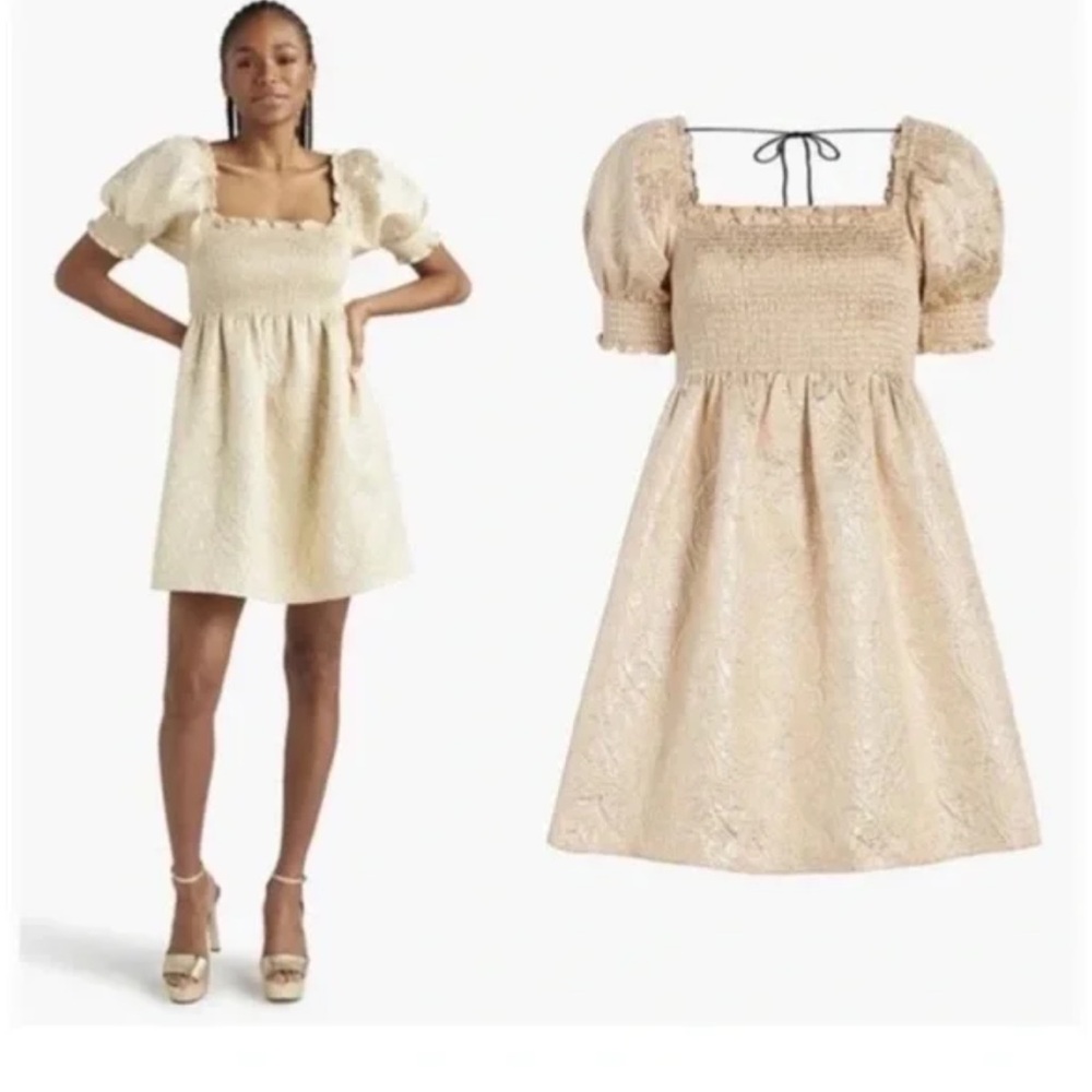 NWT Hill House Athena Dress/Gold Brocade Size: S